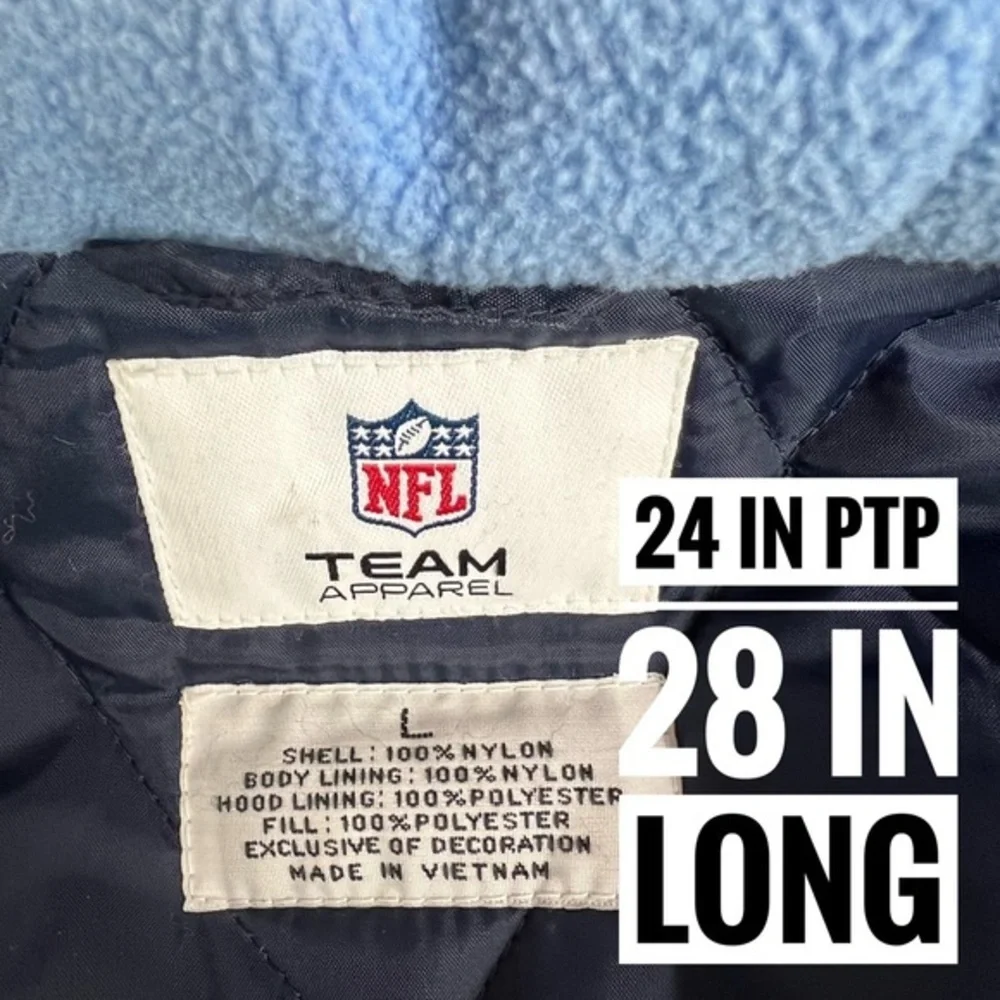 Vtg Tennessee Titans NFL Blue Puffer‎ Jacket W/hood L